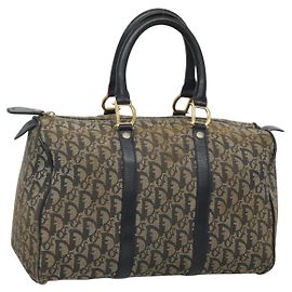 Boston-Tasche aus Trotter-Canvas Christian Dior marineblau gold Auth bs25120