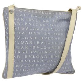 Bulgari Borsa a spalla BVLGARI Logo Mania in nylon azzurro chiaro argento Auth BA1566