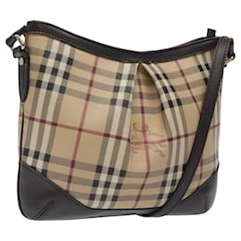 Borsa a spalla Burberry Nova Check PVC Beige Oro Auth 118306