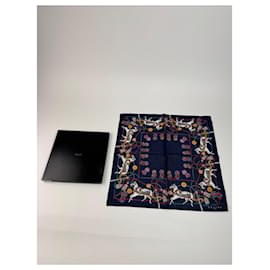 Foulard in seta vintage Celine blu navy nuovo - Céline