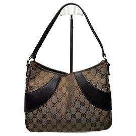 Borsa a mano vintage Gucci in tela monogramma beige e marrone