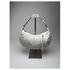 Vintage Givenchy Baumwoll-Leder Tasche weiß