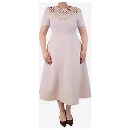 Autre Marque Light pink floral cutout midi dress - size
