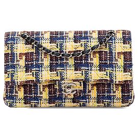 Chanel Giallo Medio Classico Tweed Doppio Flap