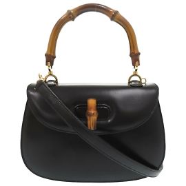 Borsa in pelle nera Gucci Bamboo