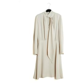 Chloé 2012 Abito FR40 Chalk Crepe Tie Dress UK12 US10 Chloe