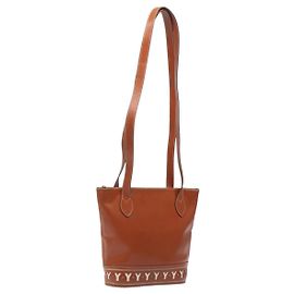 Borsa a spalla SAINT LAURENT in pelle marrone dorato Auth am8218