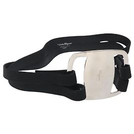 Salvatore Ferragamo Vala Gürtel aus Canvas 28,7"" schwarz Auth sw378