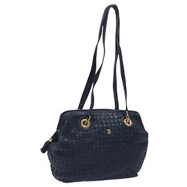 Borsa a Spalla BALLY in Pelle Blu Navy Oro Auth BA1693