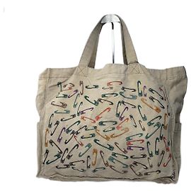 Saint Laurent Borsa shopper in tela YSL vintage beige