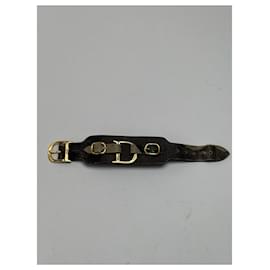 Bracciale in pelle vintage Dior nero e rosso