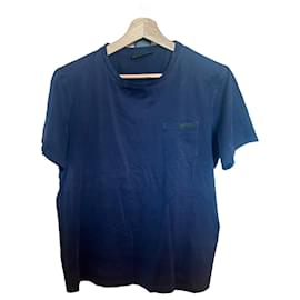T-shirt Prada Blu Navy in Cotone con Logo