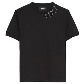 The Kooples CAMISETA DE ALGODÃO PRETA COM PINOS S