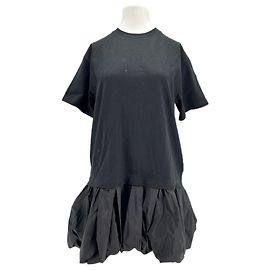 Sea New York Zweifarbiges Kurzarmkleid Schwarz Baumwolle
