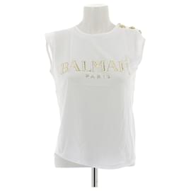 Canottiera Balmain bianca in cotone