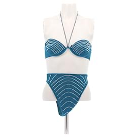 Autre Marque Bikini azul con strass