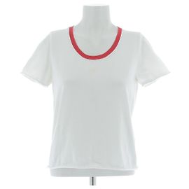 Camiseta blanca de algodón con cuello rojo The Row