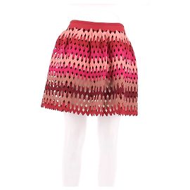 Alaïa Kurzer Rock aus Spitze Rot und Rosa