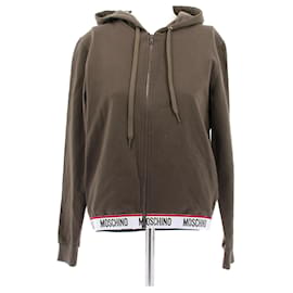Felpa con zip e cappuccio verde oliva - Moschino