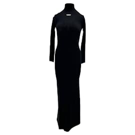 Vestido negro de manga larga con cuello alto Off White