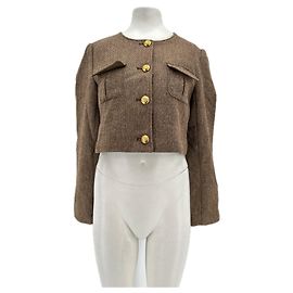 Autre Marque Veste courte en laine marron à boutons dorés URBAN REVIVO