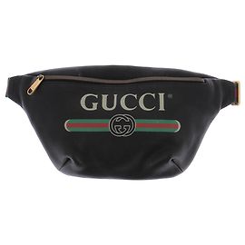 Gucci Bauchtasche aus schwarzem Leder mit Logo