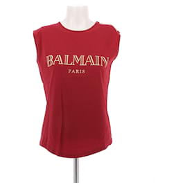 Canotta Balmain in cotone bordeaux