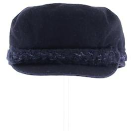 Chapeau Gavroche Chanel Laine Bleu Marine