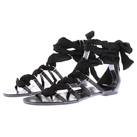 Sandalias planas de cuero negro Stella Luna Talla 38