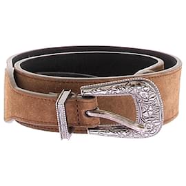 Cinturón Saint Laurent de ante marrón 90 cm