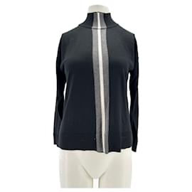 VAKKO Rollkragenpullover Schwarz mit zweifarbigen Streifen - Autre Marque