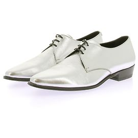 Céline Silberne Metallic Leder Derbys 38