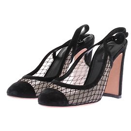 Dolce & Gabbana Pumps aus Samt und Netz Schwarz Gr. 37