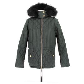 Louis Vuitton Grüne Daunenjacke mit Pelzkapuze