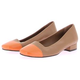 Autre Marque Bailarinas AUGUSTA de cuero marrón con punta naranja