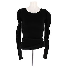Top negro de manga larga Issey Miyake de algodón