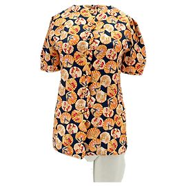 Autre Marque Blusa SALONI de seda estampada naranja de manga corta