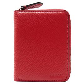 NEUE LANCEL REISSVERSCHLUSS-GELDBÖRSE HANDYLADEGERÄT A09462 AUS ROTEM STRUKTURIERTEM LEDER