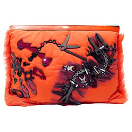 NUOVA CLUTCH BAG KENZO IN CANVAS ARANCIONE CON STRUMENTI INPELLE 2014 - Kenzo