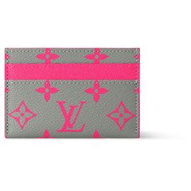 Louis Vuitton Monogram Double Card Holder Pink Grey