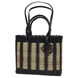 Borsa Loewe Square in rattan con pelle nera