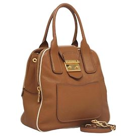 Borsa a mano Miu Miu in pelle 2 vie marrone oro Auth sw446
