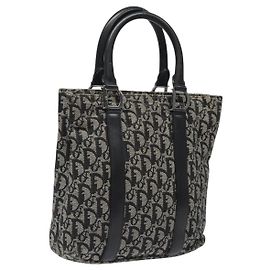 Borsa a mano in tela Trotter Christian Dior nera argento autentica bs25227