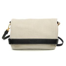 Borsa a spalla in pelle e tela da donna Bottega Veneta