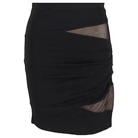 Falda mini de rayón negro con acentos de malla de Alexander Wang - Autre Marque