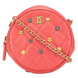 Borsa a spalla matelassé in pelle di agnello Chanel Coco Mark Heart Camellia A81620