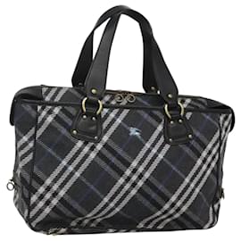 Burberry Nova Check Blue Label Tote Bag aus Wolle Blau Auth 116491