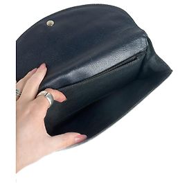 Clutch de couro vintage Courreges Paris preto