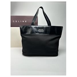 Céline Borsa vintage in tela Celine in pelle verniciata nera