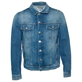 Giacca in denim blu con logo Rockstar di Balmain